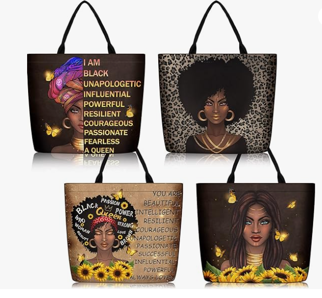 African American Tote Bags Women Large Shoulder Bag Black Girl Sat