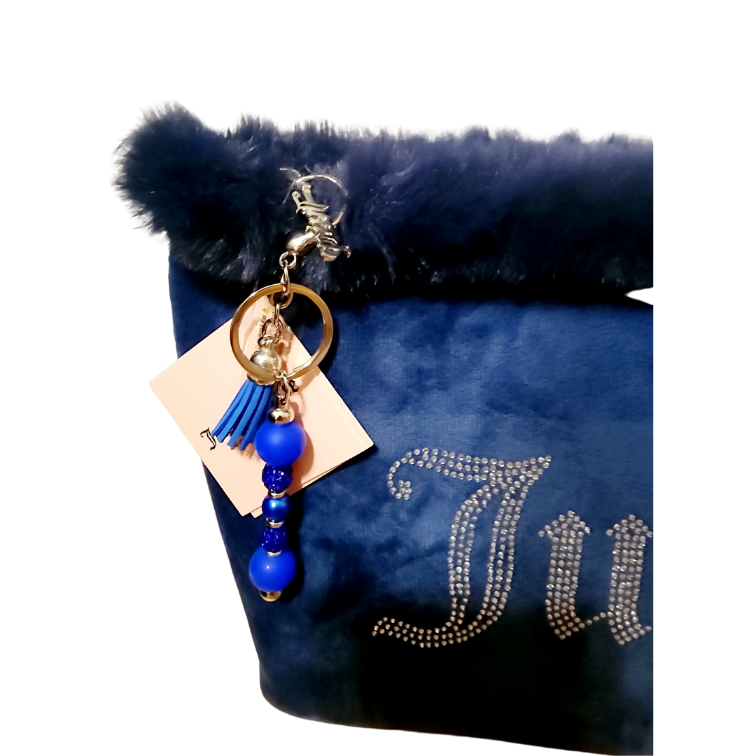 Juicy Travel Bag | Blue Rhinestone | Cosmetic Bag | Clutch Bag | Detachable Keychain| Purse Jewelry | Juicy Toiletry Bottle