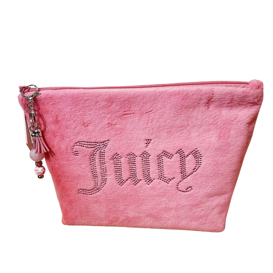 Juicy Travel Bag | Pink Rhinestone | Cosmetic Bag | Clutch Bag | Detachable Keychain| Purse Jewelry | Juicy Toiletry Bottle