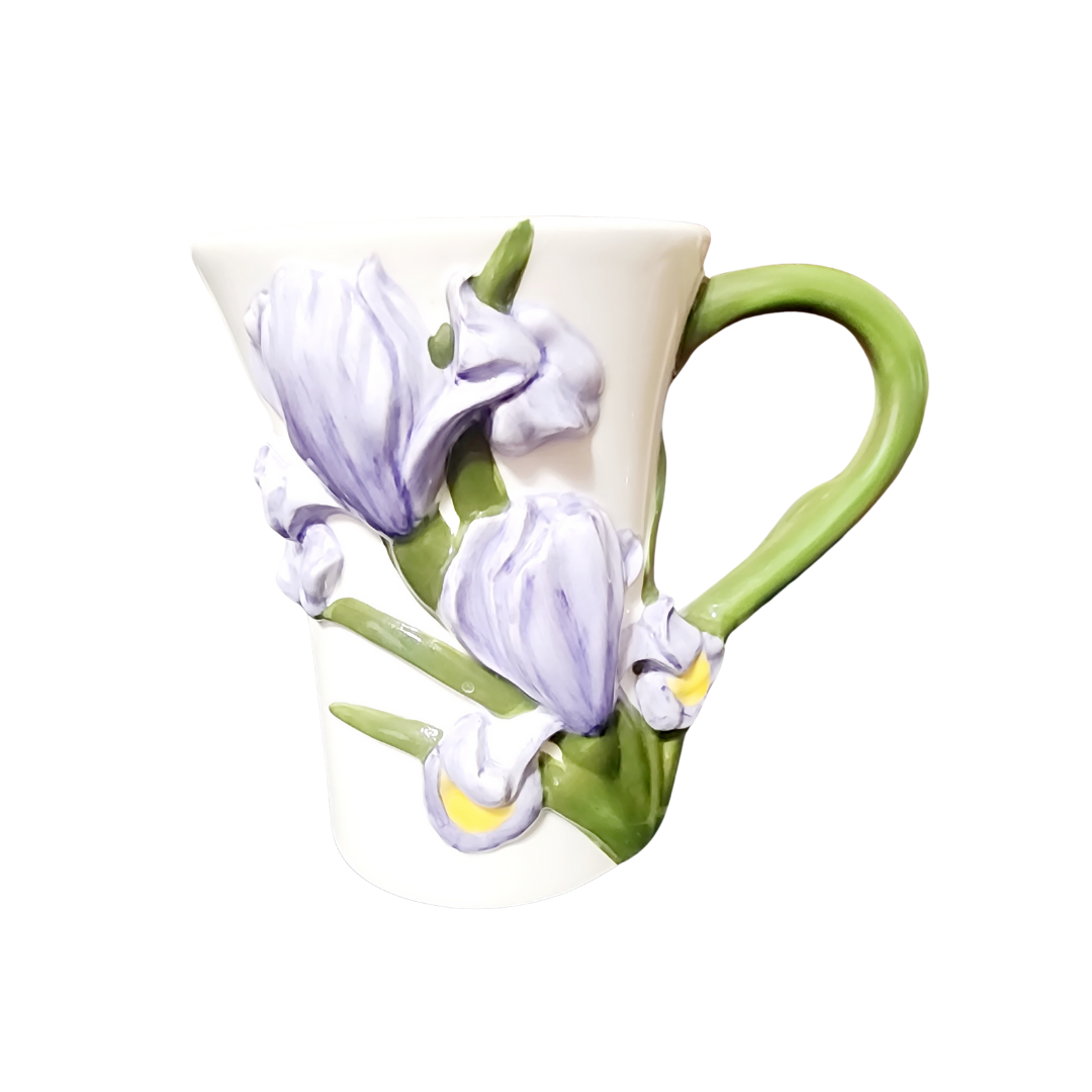 Teleflora Gift Iris Mug | Mug | Lavender and Green Iris Mug | Ceramic Iris Mug (Treasures Pre-Owned)