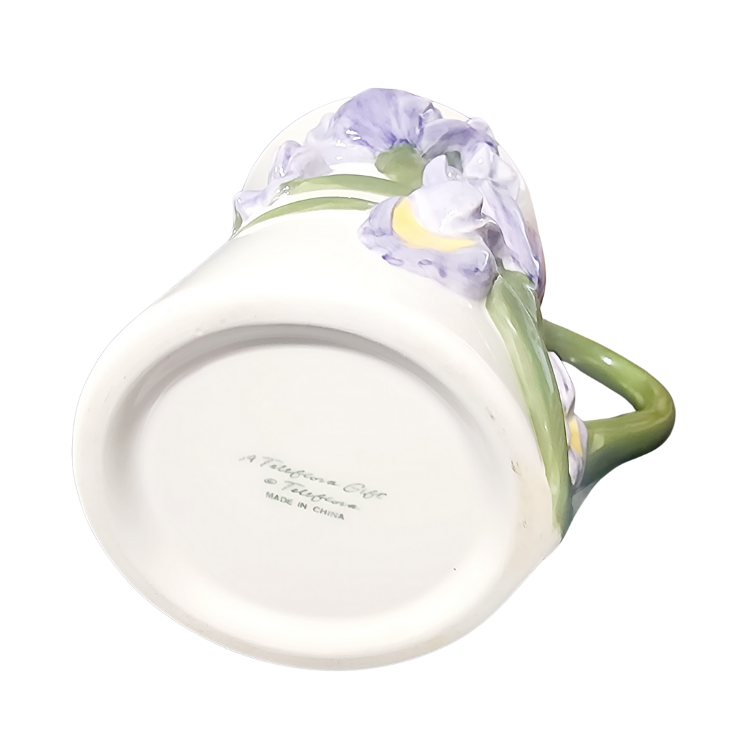 Teleflora Gift Iris Mug | Mug | Lavender and Green Iris Mug | Ceramic Iris Mug (Treasures Pre-Owned)