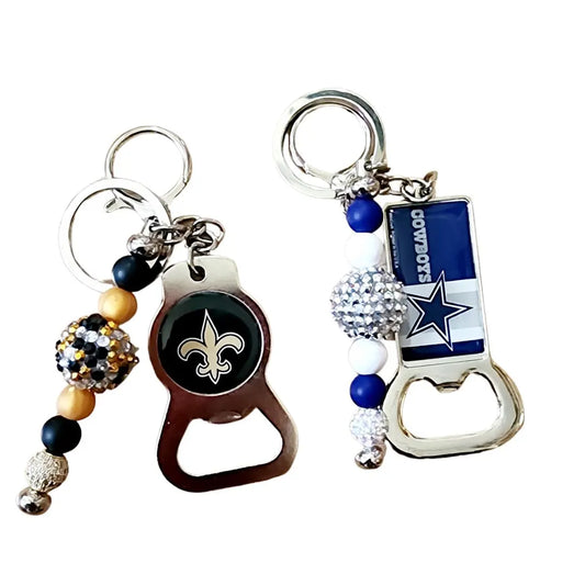 Dallas Cowboys | Beaded Bottle Opener Keychain | New Orleans Saints Beaded Bottle Opener Keychain | NFL Bottle Opener Keychains | Football Fan