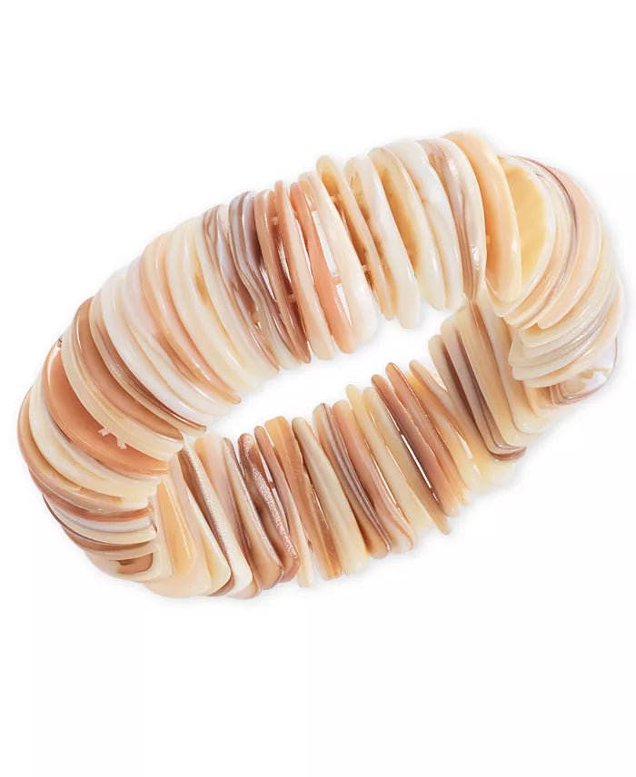 Rivershell Statement Stretch Bracelet | Coral | Green | Beige