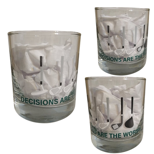 Whiskey Golf Glasses | Decisions Are the Worse | Golf Lover Gifts | Bar Glasses | Housewarming Gift