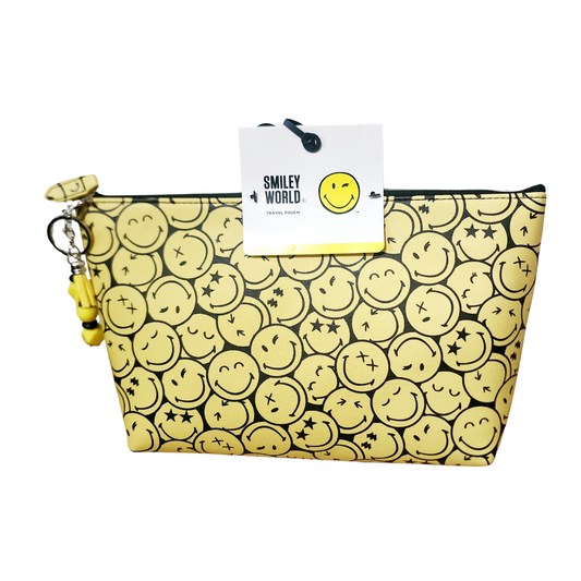 Smiley World Travel Pouch | Cosmetic Bag | Detachable Keychain Jewelry | Clutch Bag | Makeup Bag