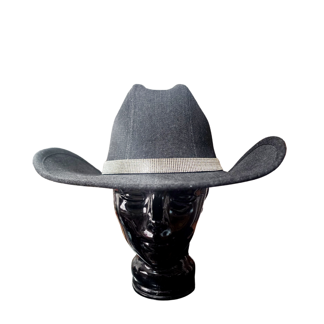 Denim Cowboy Style Hat | Denim Hat | Rodeo Hat Black Denim Hat