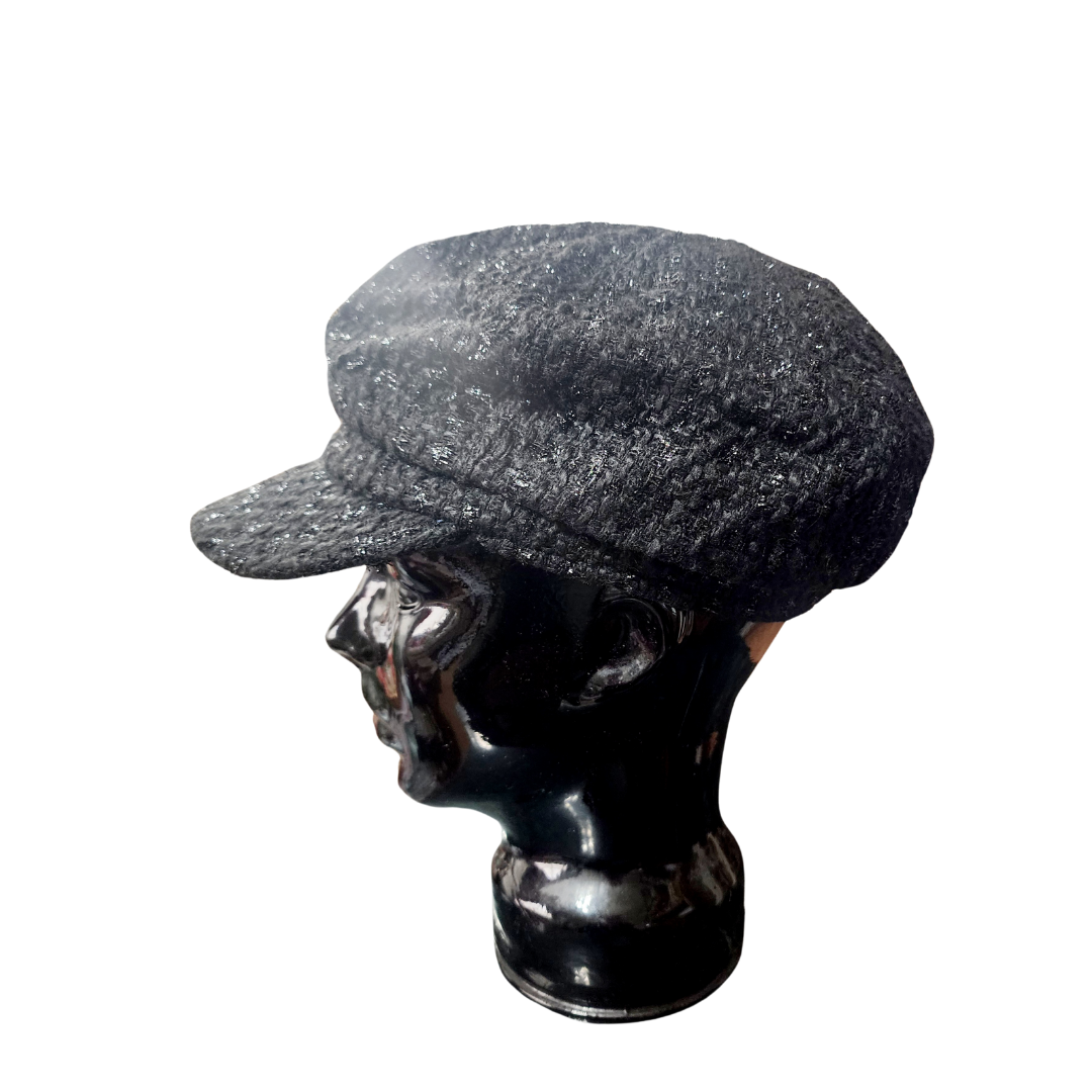 Madd Hatter Hat | Silver Accents | Black Cabbie Hat | 100% Polyester