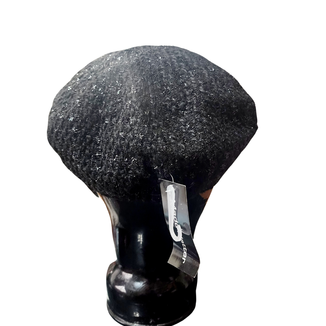 Madd Hatter Hat | Silver Accents | Black Cabbie Hat | 100% Polyester