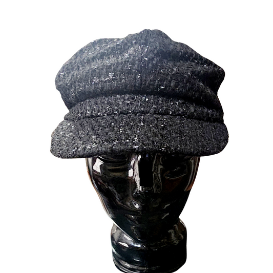 Madd Hatter Hat | Silver Accents | Black Cabbie Hat | 100% Polyester