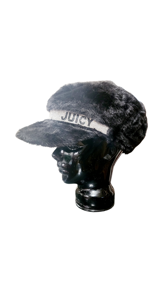 Juicy Couture Cabbie Hat | Faux Fur Hat | Winter Hat | Black Fur Hat