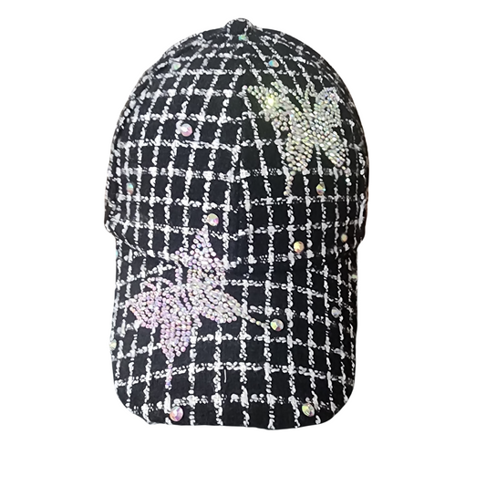 Madd Hatter Hat | Butterfly Hat | Rhinestone Hat | Bling Baseball Hat | Plaid Hat