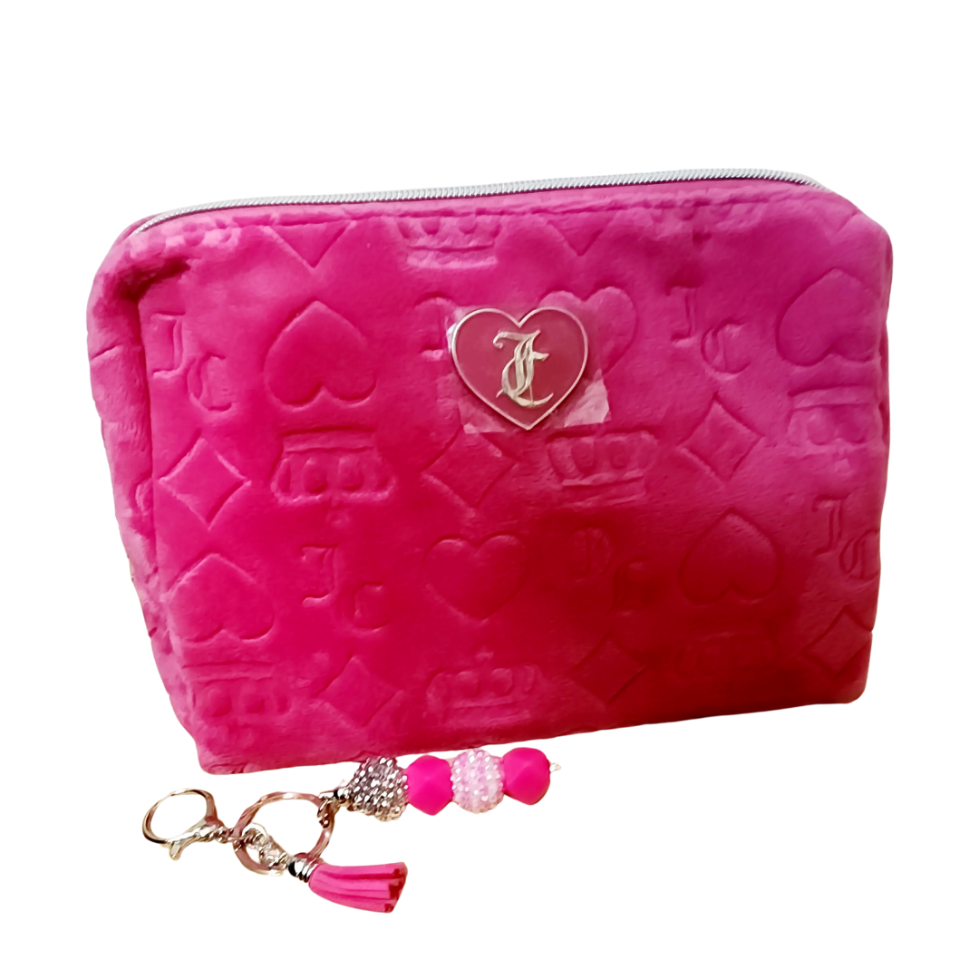 Juicy Travel Bag | Hot Pink | Cosmetic Bag | Clutch Bag | Detachable Keychain| Purse Jewelry | Juicy Toiletry Bottle